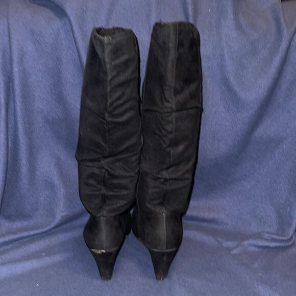 Solanz Womens Kadie Boots with Slouchy faux Suede Wedge Heel boot Black, 7.5 - Picture 4 of 13